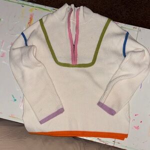 Colorful Women's Sweater with Zip Neck